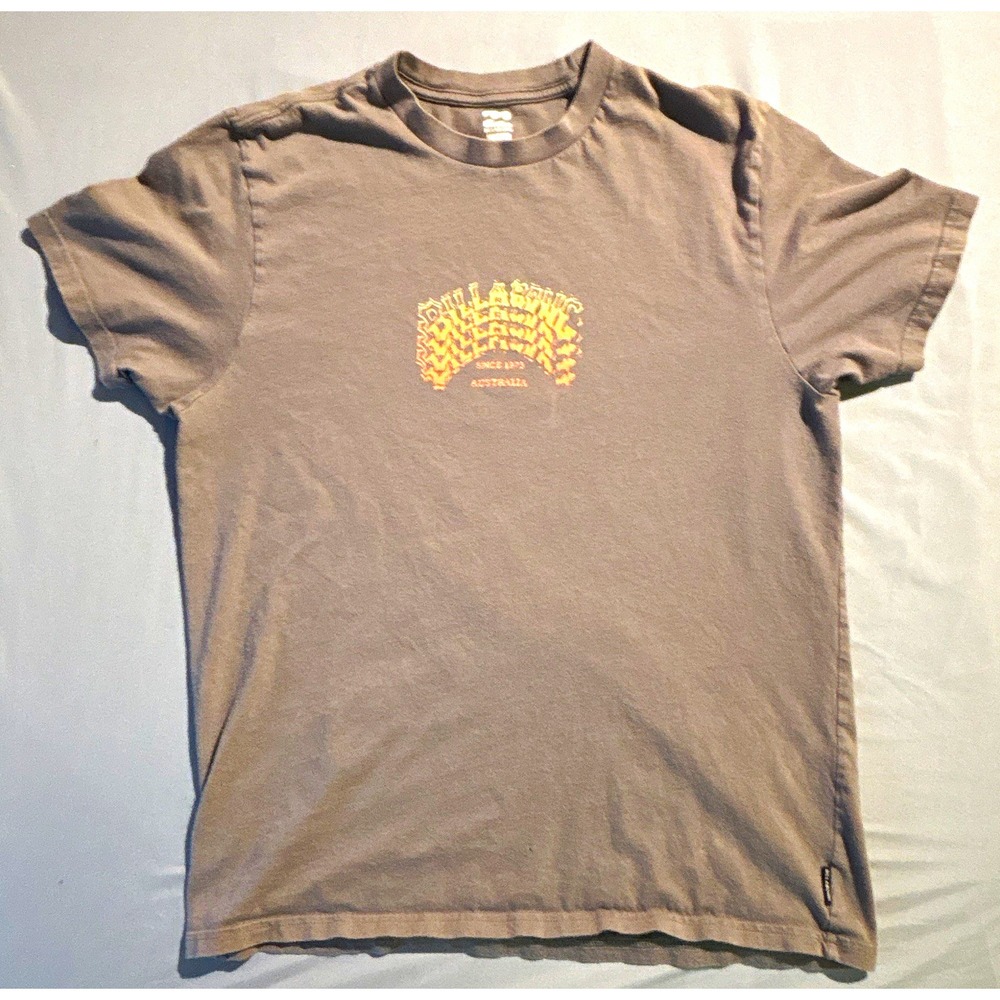 Billabong Premium Tee Men's L Gray Cotton Jersey Crew Neck Graphic Logo T-Shirt
